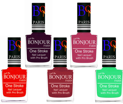 

Bonjour Paris Stylish Nail Polish Set of 5 Pcs 01-02-03-14-46 Orange,Plum,Maroon,Magenta,Neon Orange(Pack of 5)