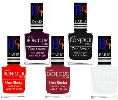 

Bonjour Paris Stylish Nail Polish Set of 5 Pcs 01-02-03-14-47 Orange,Plum,Maroon,Magenta,Neon Green(Pack of 5)