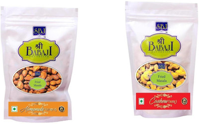 

Shree BABAJI Masala Almond(Badam) Fried + Masala Cashew(Kaju) Fried {200 Grams each} Assorted Nuts(400 g, Box)