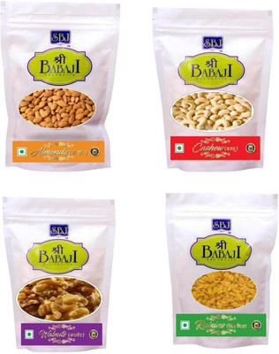 

Shree BABAJI Almond(Badam)+ Cashew(Kaju)+ Raisins(Kismiss)+ Walnut(Akhrot) {100 Grams each} Assorted Nuts(400 g, Box)