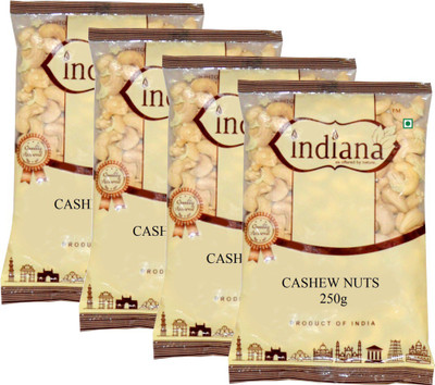 

indiana Cashew Nuts Premium Quality 1000g(250g X 4) Cashews(250 g, Pouch)