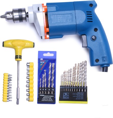 TOOLBUX Powerful Electric Drill Machine 10Mm - 2600 Rpm, 300W 220V- 50Hz-(Combo) Pistol Grip Drill(10 mm Chuck Size)