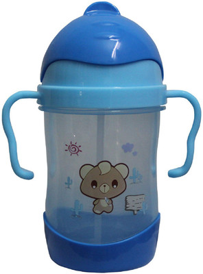 

My Little Champ Baby Soft Straw Sipper Cup Water Bottle with Handles 350ML(Multicolor)