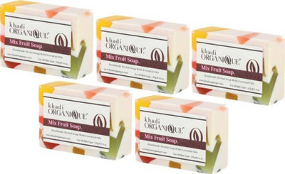 

khadi organique HANDMADE MIX FRUIT SOAP WITH ESSENTIAL OIL 625 GM PACK OF 5 (625 g, Pack of 5)(625 g, Pack of 5)