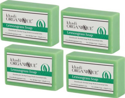 

khadi organique HANDMADE LEMONGRASS SOAP WITH ESSENTIAL OIL 500 GM PACK OF 4 (500 g, Pack of 4)(500 g, Pack of 4)