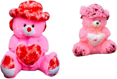 

Samayra Toys Combo Offer Pack of Two Pink Teddy Bear with Cap 3 Feet & Small Teddy bear with I love you heart 40 Cm - 90 cm(Pink)