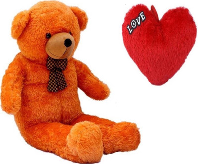 

Samayra Toys Combo Offer Pack of Two Super Extra Large 5 Feet Brown Teddy Bear & Red Heart For Love 40 Cm - 150 cm(Brown, Redc)