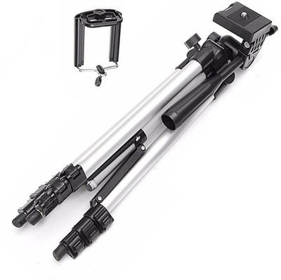 

Blue Birds GOOD Collection 3110 Camera Tripod Compatible with All Smartphones |Portable Tripod||360 Degree Tripod|| Camera Stand|| Mobile Tripod|| Tripod(Silver & Black, Supports Up to 1500 g)