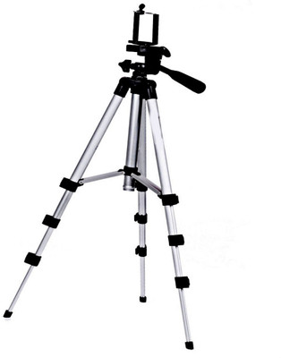 

BUY SURETY 3110 Mobile & Camera Tripod with Mobile Clip Holder Bracket, 360 Â° Horizontal and 90 Â° Vertical Swivel with 3-Way Head, with Grip for Head Adjustment Tripod(Silver & Black, Supports Up to 1500 g)