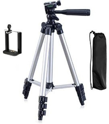 

CELSCITY Tripod-3110 Portable Adjustable Aluminum Lightweight Camera Stand With Three-Dimensional Head & Quick Release Tripod(Black, Silver, Supports Up to 3200)