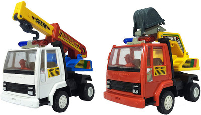 

E-Chariot Construction Kit AL Crane & AL Excavator (Combo Pack)(White, Red), Red;white