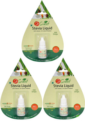 

SO SWEET Stevia Liquid Pack Of 3 - 300 Drops 100% Natural Sweetener - Sugarfree Sweetener(15 ml, Pack of 3)