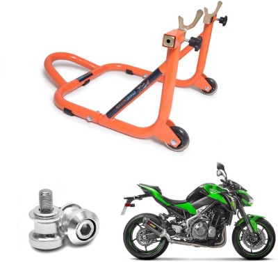 GrandPitstop Black/Orange Rear Paddock Stand with CNC Swingarm Slider Spools Paddock Stand Bobbins Swing Arm M8 for Kawasaki Z900 Combo