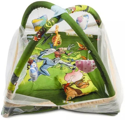 

YATIN FAB Foldable Baby Bed New born Soft Velvet Fibre Filled Gaddi With Moswuito Net &(Fabric, Multicolor)