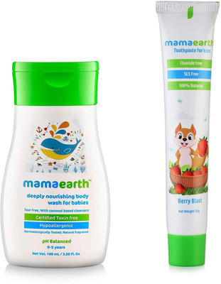 

Mamaearth Deeply Nourishing Body Wash + Berry Blast Kids Toothpaste(White)