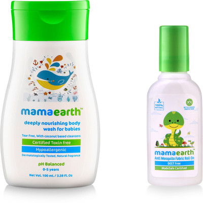 

Mamaearth Deeply Nourishing Body Wash + Anti Mosquito Fabric Roll On(White)