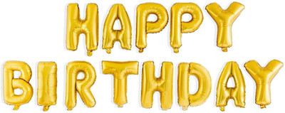 

Ziggle Printed Happy Birthday 13 letter Golden Foil Balloon(Multicolor, Pack of 1)