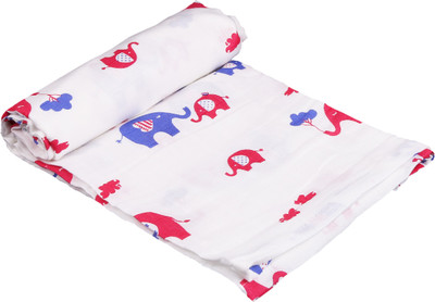 

Polka Tots Printed, Animal  Swadding Baby Blanket(Cotton, White