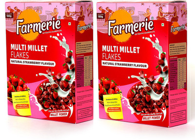 

farmerie Multi Millet Flakes Natural Strawberry Falvour 150gm pack of 2(300 g, Box, Pack of 2)