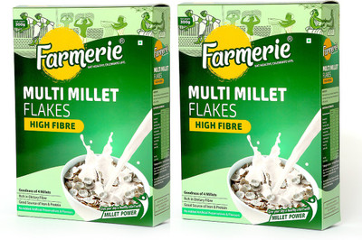 Farmerie Multi Millet Flakes High Fibre 300gm pack of 2(600 g, Box, Pack of 2)