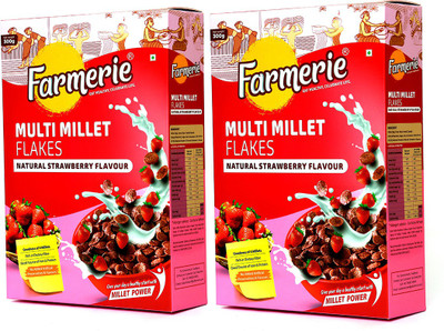 

Farmerie Multi Millet Flakes Natural Strawberry Flavour 300gm pack of 2(600 g, Box, Pack of 2)