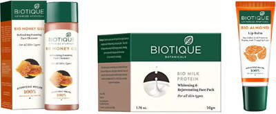 

BIOTIQUE BIO Honey Gel Refreshing Foaming Face cleanser , MILK PROTEIN, LIP CARE(Set of 3)
