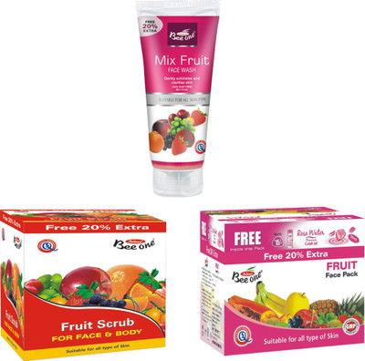 

BEEONE MIX FRUIT FACE WASH,FRUIT FACE PACK,FRUIT SCRUB COMBO PACK(PACK OF 3 300 GM)(Set of 3)