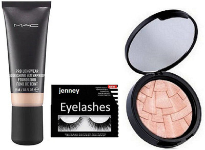 

jenney Eyelashes & Nourishing Waterproof Foundation & Beauty Makeup Powder(Set of 3)