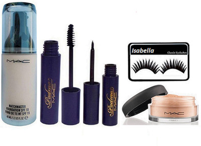 

ISABELLA Eyelashes & Mac Matchmaster Foundation & Loose Powder With Padma Eyeliner+Mascara(Set of 5)