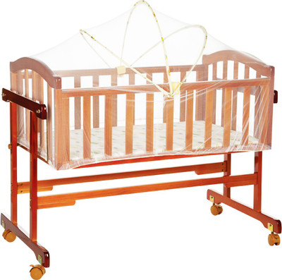 

MeeMee Baby Wooden Cradle With Swing & Mosquito Net (Brown)(Brown)