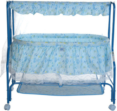 

MeeMee Baby Cradle with Swing, Mosquito Net, Storage Basket(Blue)