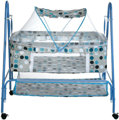 

MeeMee Baby Cradle with Swing, Mosquito Net, Storage Basket(Blue)