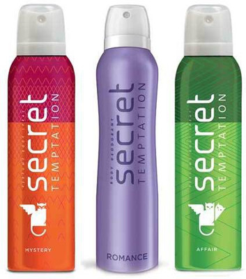 

Secret Temptation Affair, Mystery and Romance 150 ML each Deodorant Spray - For Women(450 ml, Pack of 3)