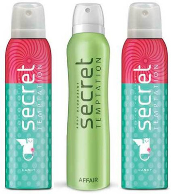 

Secret Temptation 1 Affair and 2 Candy 150 ML each Deodorant Spray - For Women(450 ml, Pack of 3)