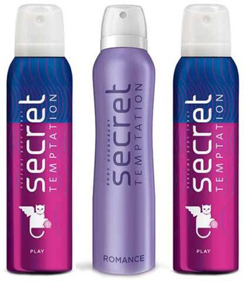 

Secret Temptation 2 Play and 1 Romance 150 ML each Deodorant Spray - For Women(450 ml, Pack of 3)