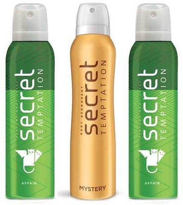 

Secret Temptation 2 Affair and 1 Mystery 150 ML each Deodorant Spray - For Women(450 ml, Pack of 3)