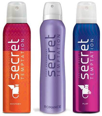 

Secret Temptation Mystery, Play and Romance 150 ML each Deodorant Spray - For Women(450 ml, Pack of 3)