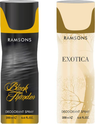 

ramsons Black Thunder+ Exotica Body Spray - For Men & Women(400 ml, Pack of 2)