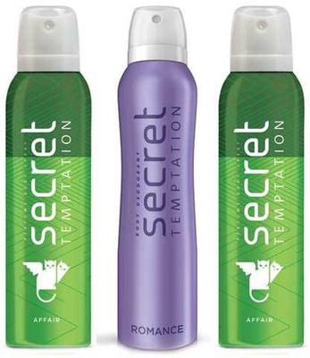 

Secret Temptation 2 Affair and 1 Romance 150 ML each Deodorant Spray - For Women(450 ml, Pack of 3)