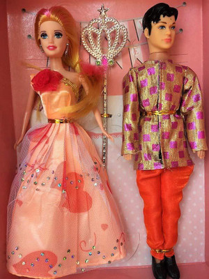

redstart Beautiful & Elegant Doll Wedding Couple Set -Barbie and Ken Gift Set-Multicolor (Pack of 2)(Multicolor, Orange)