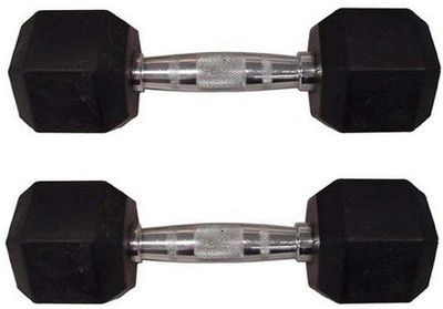 

saipro 5 KG X 2 PCS ( 10 KG ) HEX DUMBELL RUBBER COATED Fixed Weight Dumbbell(10 kg)