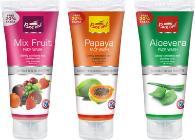 

BEEONE MIX FRUIT FACE WASH,PAPAYA FACE WASH,ALOEVERA FACE WASH COMBO PACK(PACK OF 3 ) Face Wash(180 ml)