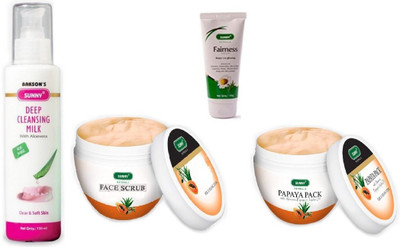 

Bakson's Sunny Herbals Papaya Facial Kit 350 g(Set of 4)