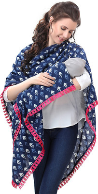 

EasyFeed 3 IN 1 Blue iKat Print with Pink Lace Multipurpose Scarf / stole /nursing cover /breastfeeding cover / feeding apron / maternity cover / feeding cloak / breathable /poncho / made from cotton for pre and post pregnancy Feeding Cloak(3 in 1 Blue)