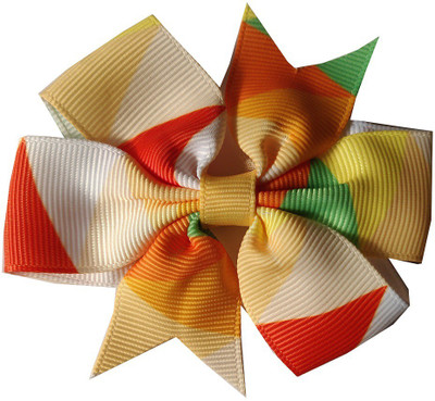 

craft maniacs Orange abstract pattern sailor bow Hair Pin, Back Pin(Orange)