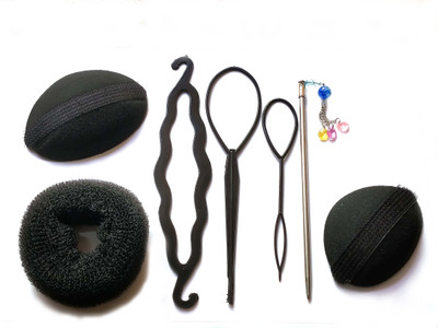 

ShopTop Bun Maker 6pc. set Donut Bun, puff bumpit, bun stick, Clip bun and rubber band Bun Stick, Rubber Band, Bun, Hair Accessory Set(Multicolor)