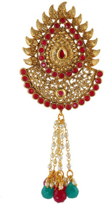 

Anuradha Art Jewellery Hair Brooch Bun Clip(Gold, Red)