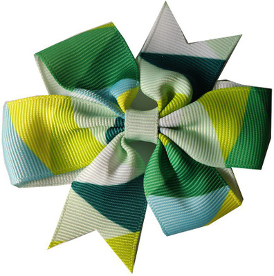 

craft maniacs Green abstract pattern sailor bow Hair Pin, Back Pin(Green)