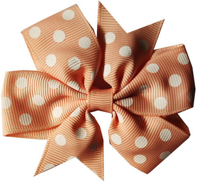 

craft maniacs Peach polka dots sailor bow Hair Clip(Beige)