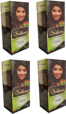 

SANJEEVANI NATURAL Black Hair Color Creme For Women & Men NO AMMONIA (Pack of 4) Hair Color(Black)
